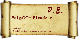 Polgár Elemér névjegykártya