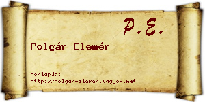 Polgár Elemér névjegykártya